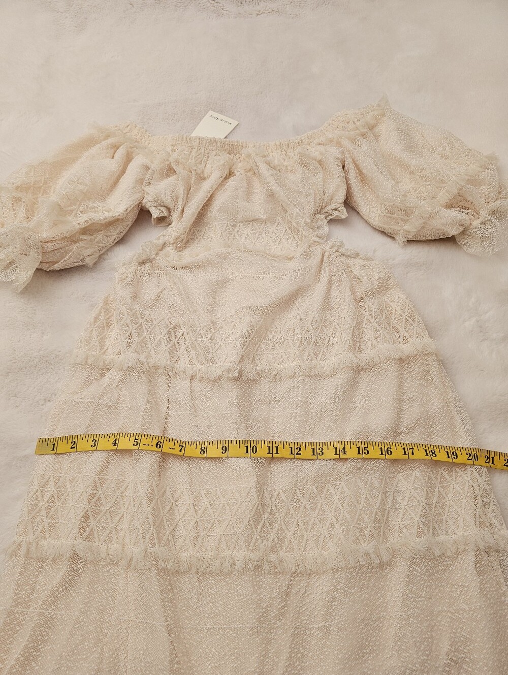 New Skylar Rose Porsha Off The Shoulder Boho Lace Maxi Dress Size Large - Picture 6 of 12